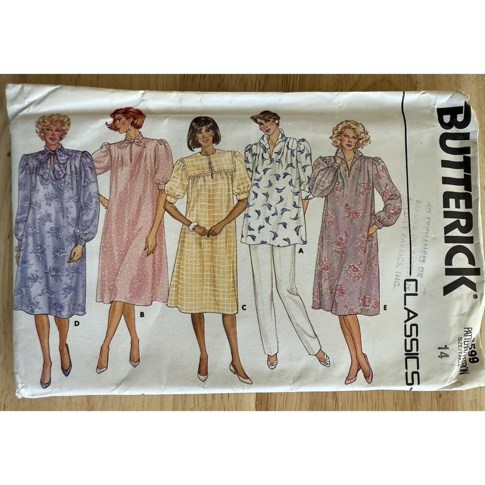 Butterick Classics Pattern 3599 Misses' Maternity Dress Top Pants Size 14 Uncut